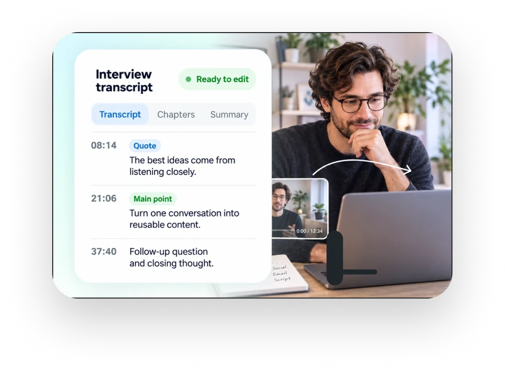 Podcasts and interviews transcript in use