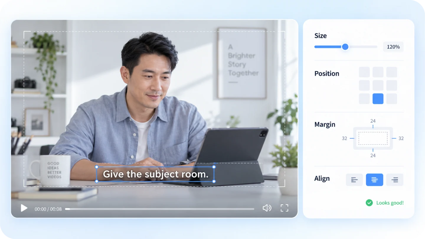Put the captions in the right place without covering the main subject. styling feature illustration
